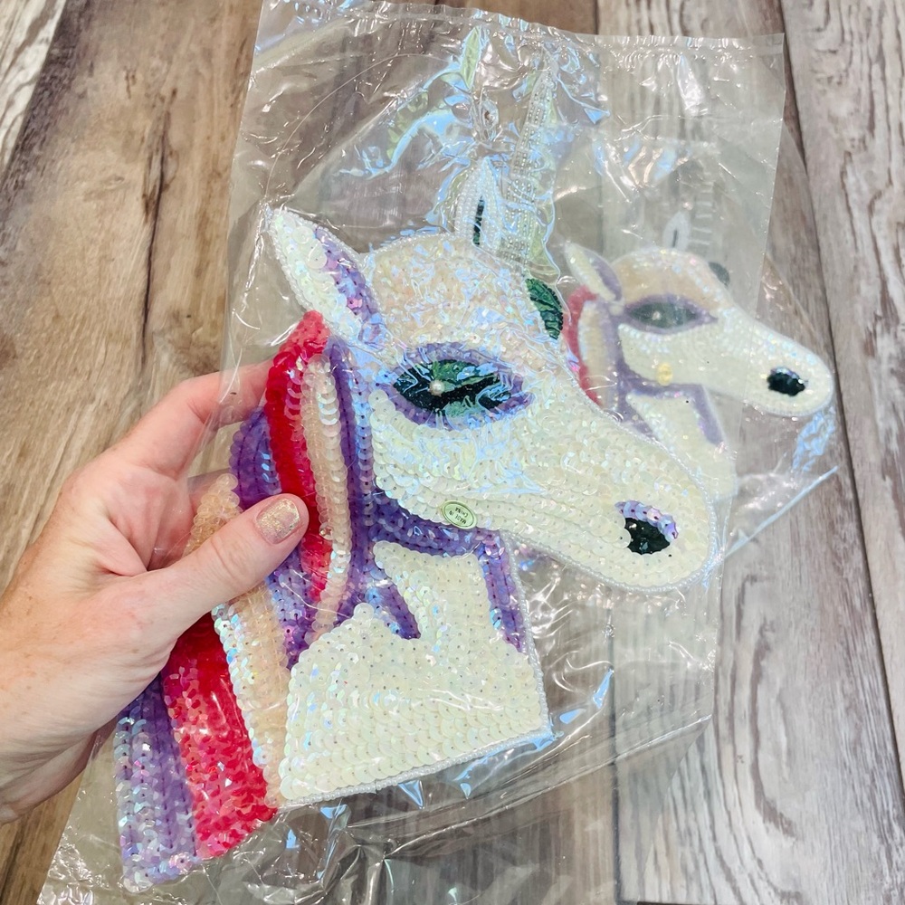 LARGE Sequin UNICORN Appliqué Dance Gymnastics Ice Skating Costume Sewing Craft